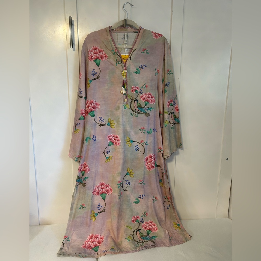 Ethnic Floral Bird Print Women's kurti– Blush Pink
